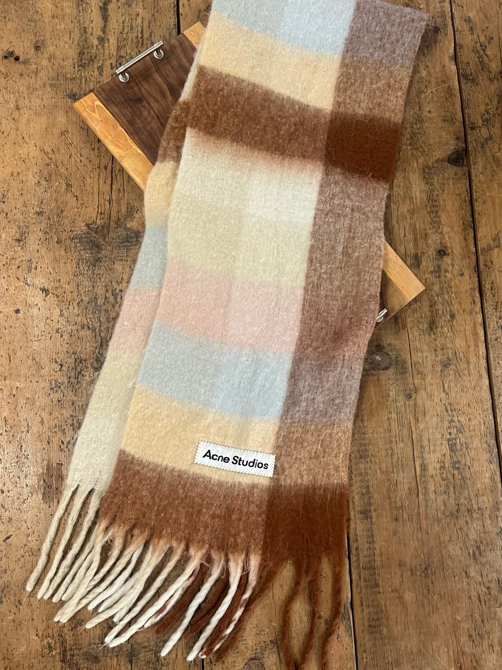 Acne Studios Mohair Checked Scarf - Pastel/Brown Multi Plaid (EUC)